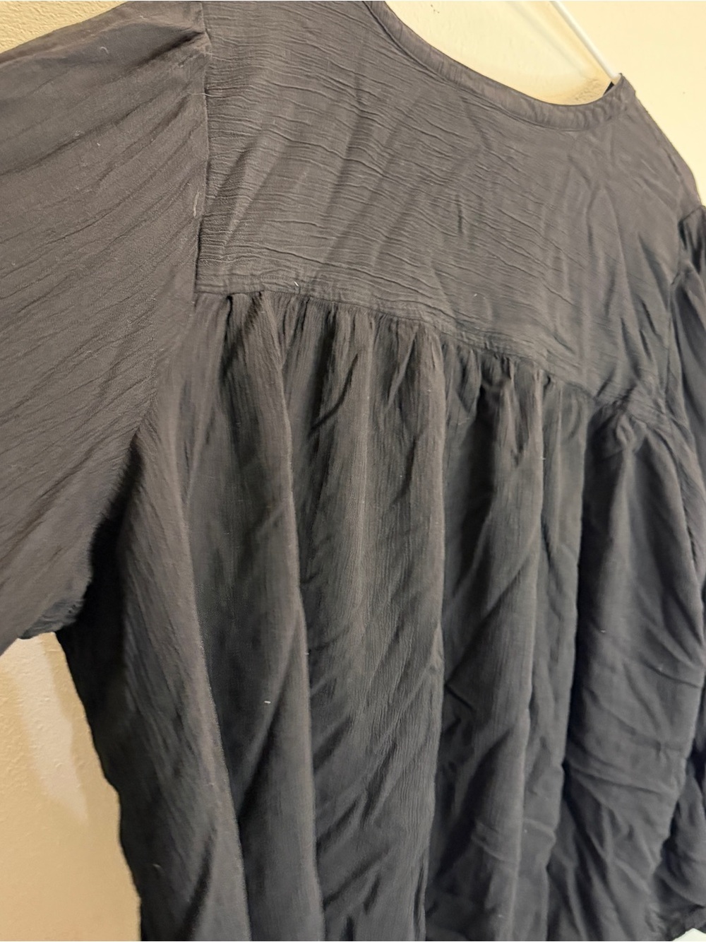 Terra & Sky Black Long-Sleeve Button Henley Blouse Gauze & double layer lined 3X - Picture 7 of 8
